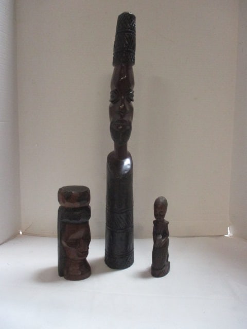 Three Vintage Tribal Wood Carved Statues (1 of 12)