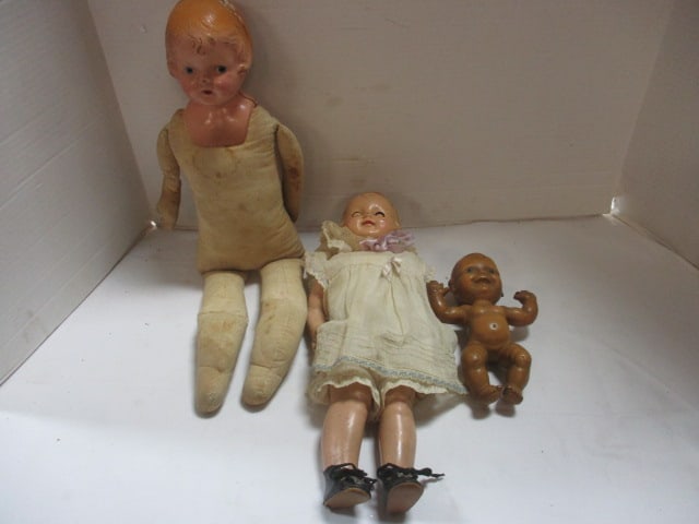 Three Antique Dolls-Effanbee "Pasty", Rempel Rubber Squeeze Doll and (1 of 13)