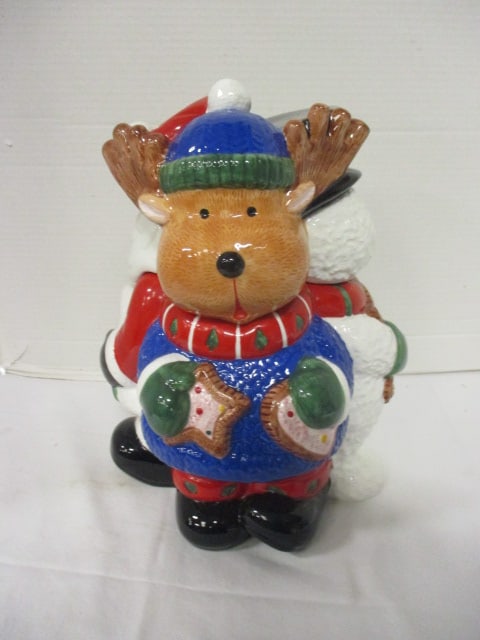 Turnabout Reindeer, Snowman, Santa 3-Faced Cookie Jar (1 of 8)