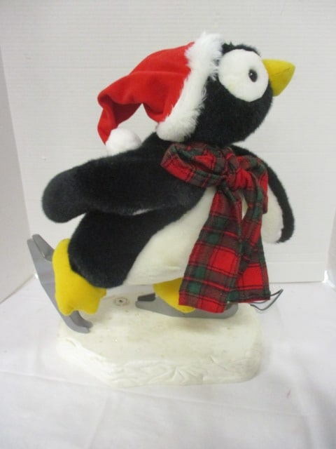 Animated Plush Skiing Penguin Holiday Tabletop Decoration: 18"h, has power cord, per consigner works