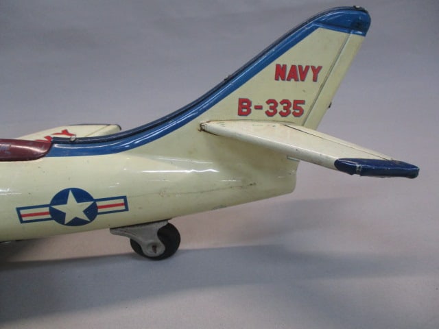 Vintage Jet Airplane Navy Douglas Sky Rocket Tin Litho Toy - 5
