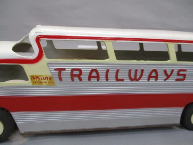 1950's Trailways Tru-Liner Plastic & Metal Bus - 3