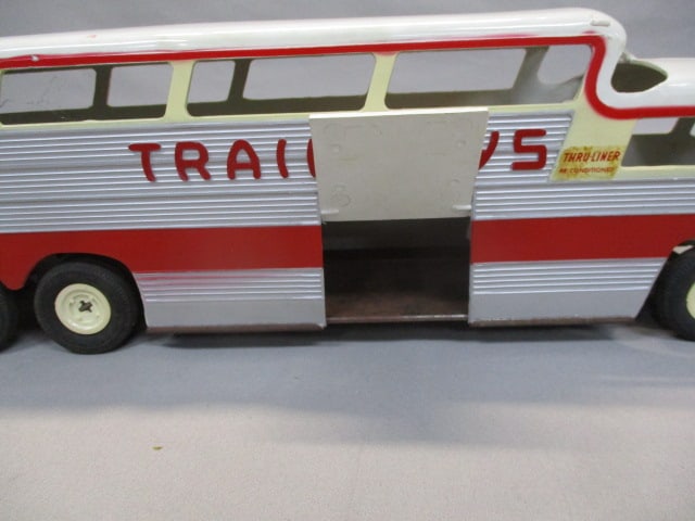 1950's Trailways Tru-Liner Plastic & Metal Bus - 6
