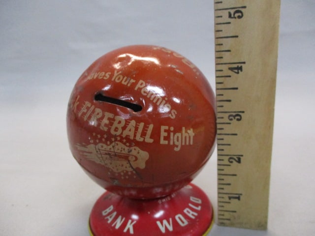 1930's Buick Fireball Eight Advertising Tin Coin Bank - 7