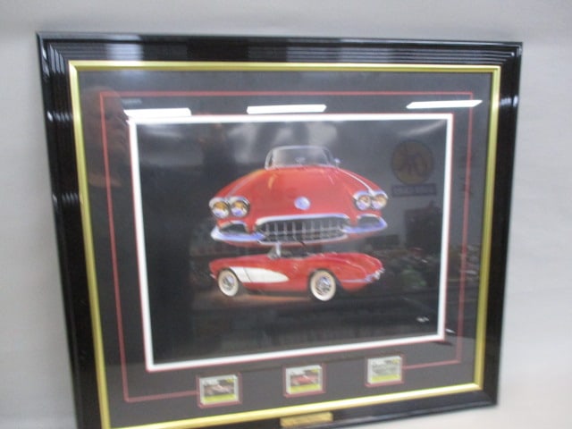 Framed & Matted Picture 1960 Chevrolet Corvette Stingray: Limited Edition Signed By Thierry Thompson 