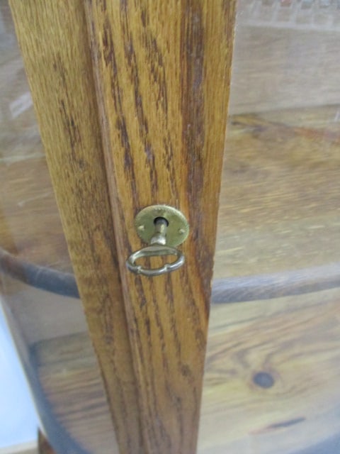 Vintage Oak Curved Glass China Cabinet - 3