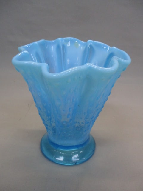 Vintage Fenton Blue Opalescent Hobnail Swung Vase (1 of 7)