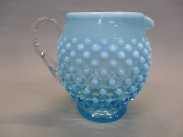 Fenton Blue Opalescent Hobnail Small Pitcher/Creamer (1 of 3)