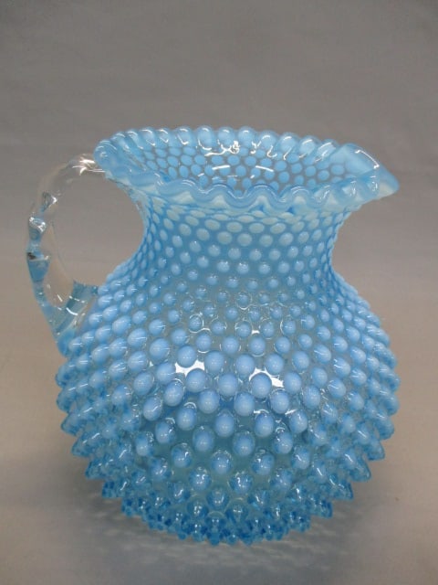 1940's Fenton Blue Opalescent Hobnail Pitcher (1 of 5)