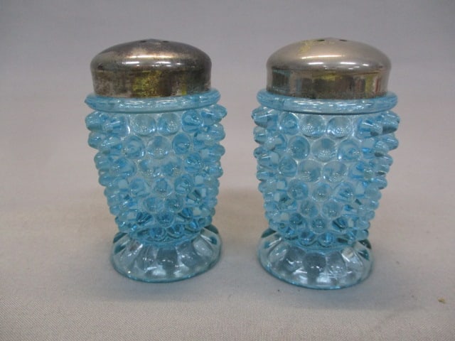 Fenton Blue Opalescent Hobnail Salt & Pepper Shakers (1 of 3)