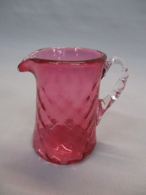 Fenton Diamond Optic Cranberry Creamer (1 of 4)