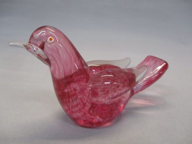 Vintage Cranberry Pink Glass Bird Murano?: 7"