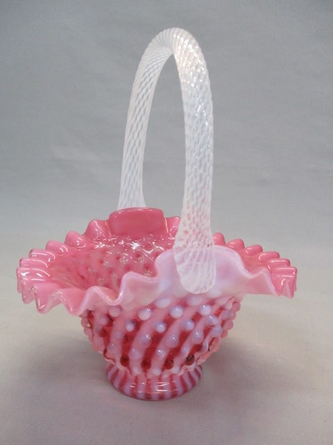 Fenton Cranberry Opalescent Hobnail w/White Stripes (1 of 5)