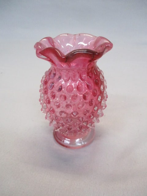 Fenton Cranberry Opalescent Hobnail Bud Vase (1 of 4)