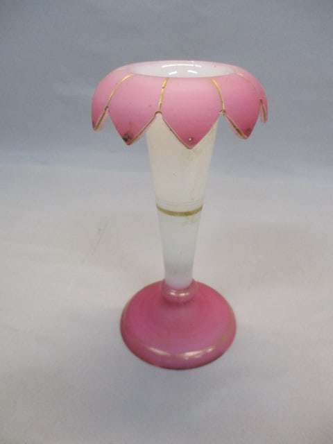 Vintage Pink & White Opaline Glass Vase (1 of 5)