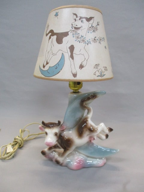 1960"s "Cow Jumped Over The Moon" Nursery Lamp: By Lane & Co. 15.5" 