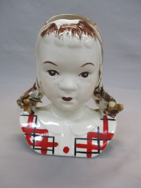 7" Stanford Pottery 1950's "Jean" Head Vase/Wall Pocket: . 