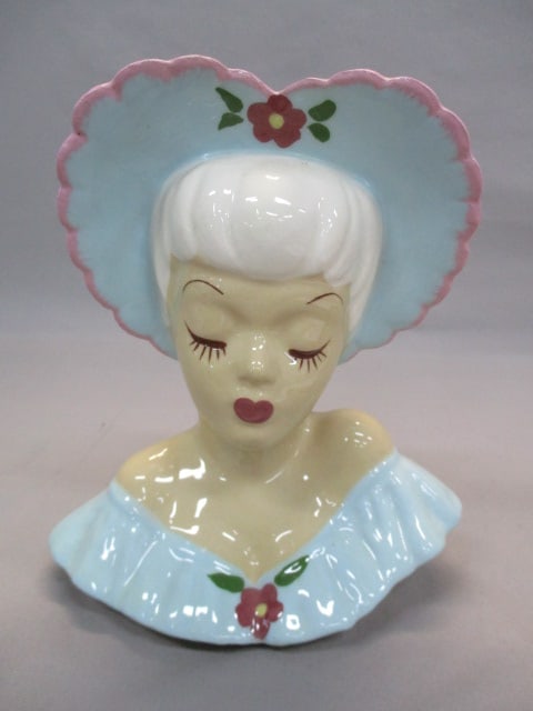 8" Lady Head Vase/Wall Pocket: .