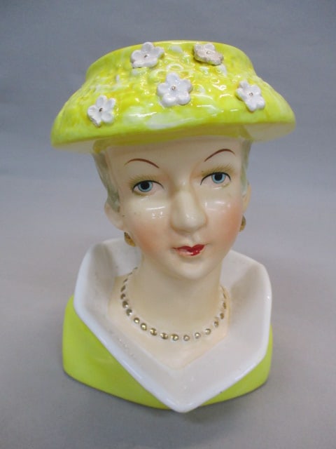 7" Relpo #A602 Lady Head Vase: .