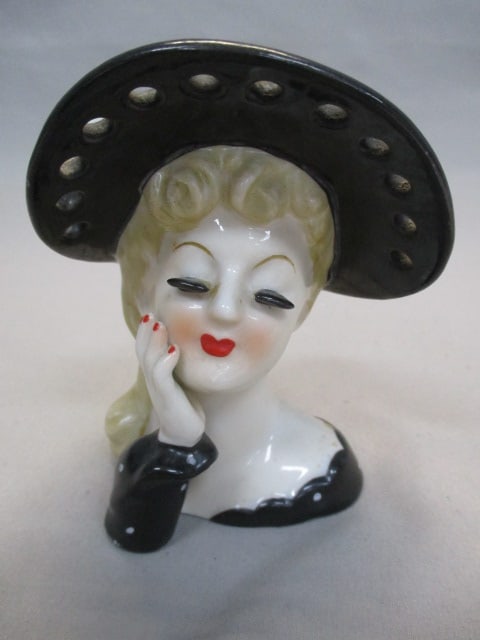 4" Napco #S673B Lady Head Vase (1 of 6)