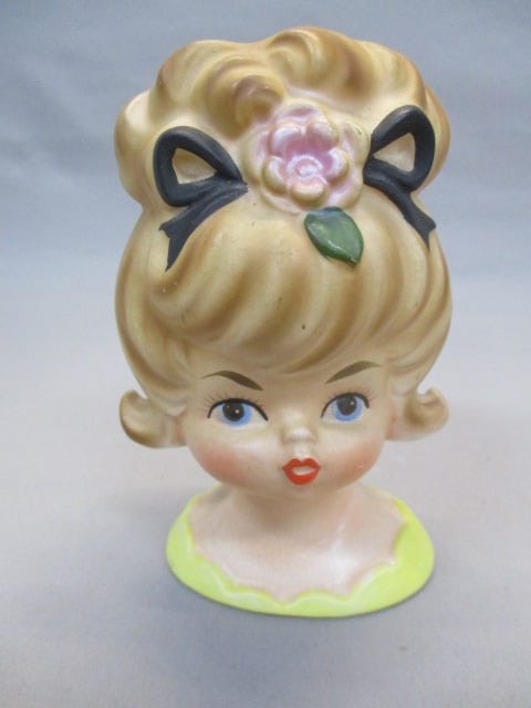 6" Inarco #E3157 Girl Head Vase: .
