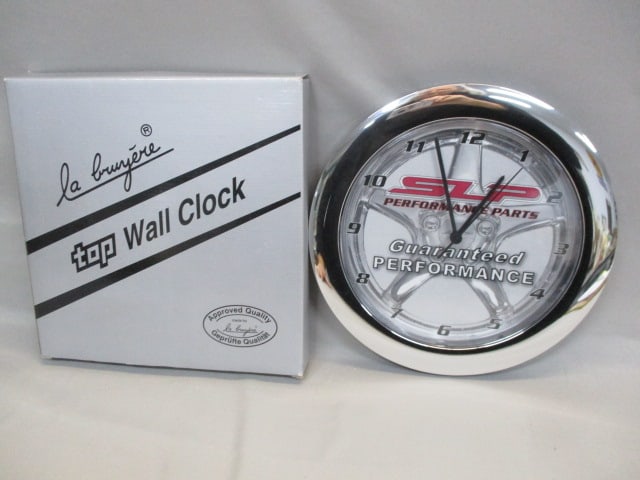 LaBruyere Advertising Wall Clock Battery Operated: "SZP Performance Parts Guaranteed Performance" 11" NOS 