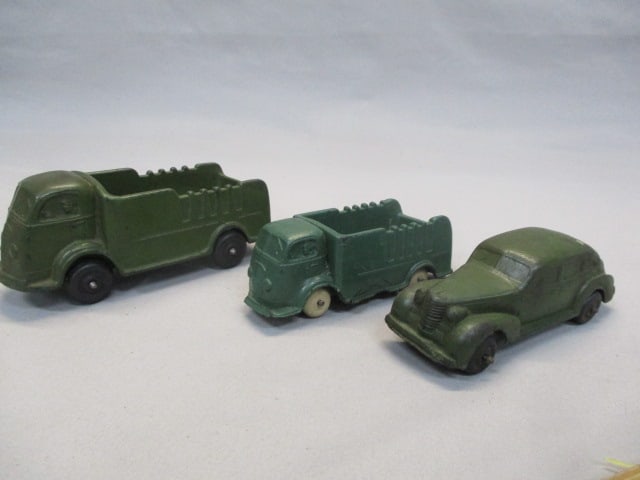 3 Vintage Hard Rubber Army Toys By Auburn: . 