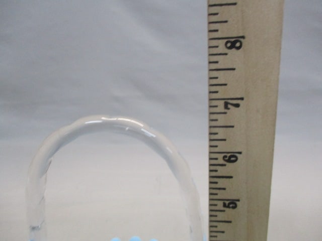 Fenton Blue Opalescent Crimped Edge Basket w/Clear Handle - 5