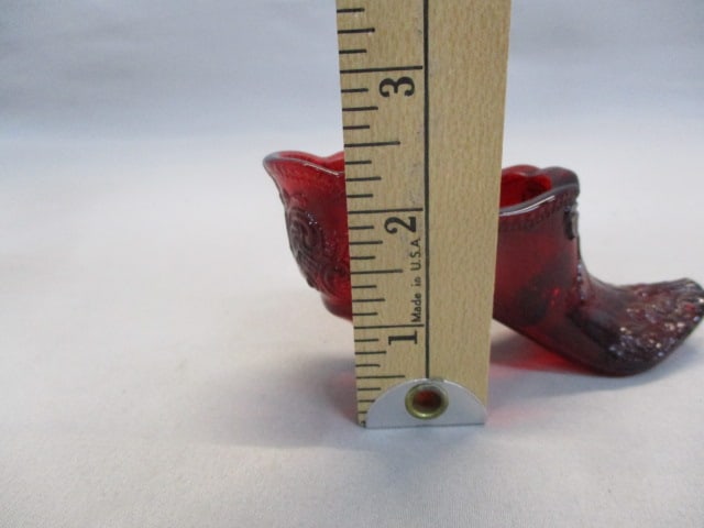 Fenton Ruby Red Glass Slipper "Cabbage Rose" Pattern - 6