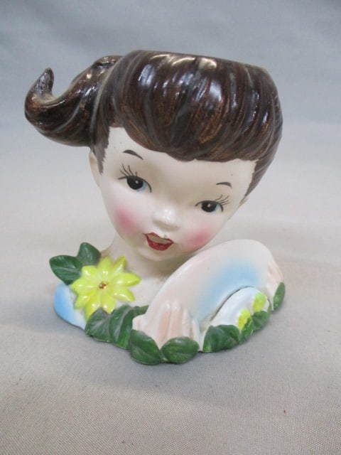 3" Enesco Lady Head Vase (1 of 5)