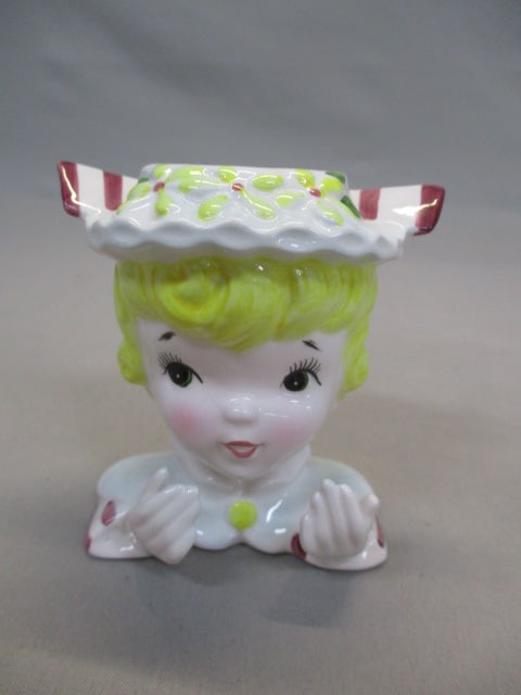 3 " Enesco Girl Head Vase: . 