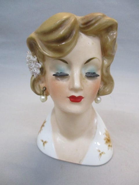 6" Nippon Lady Head Vase (1 of 7)