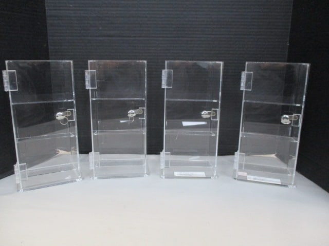 4 Clear Acrylic 3 Shelves Locking Display Cases (1 of 7)