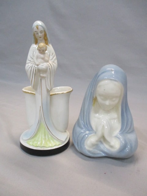 Vintage Madonna and Child Planter 4" x 9": Praying Madonna Royal Windsor Planter 6.5" 
