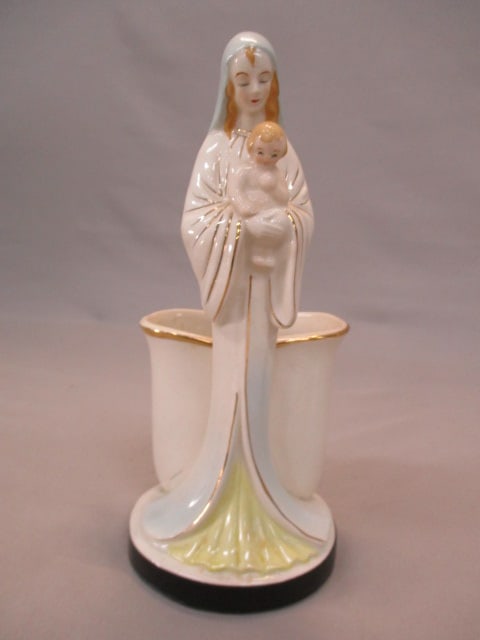 Vintage Madonna and Child Planter 4" x 9" - 2
