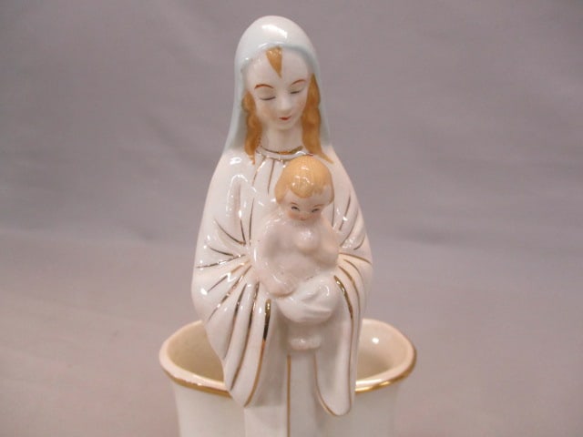 Vintage Madonna and Child Planter 4" x 9" - 3