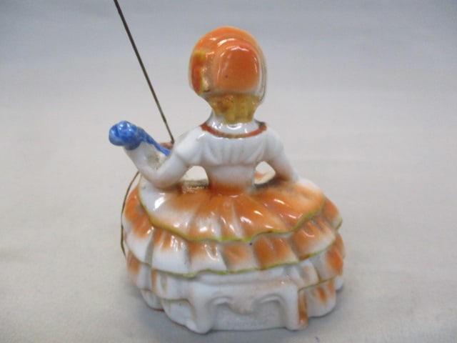 Vintage Lady Pin Cushion Made in Japan Terrier Pin Cushion & Scissors Holder - 3