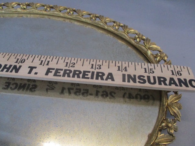 Vintage Vanity Set Gold Tone Mirror Tray, Brush, Comb, Hand Mirror - 4