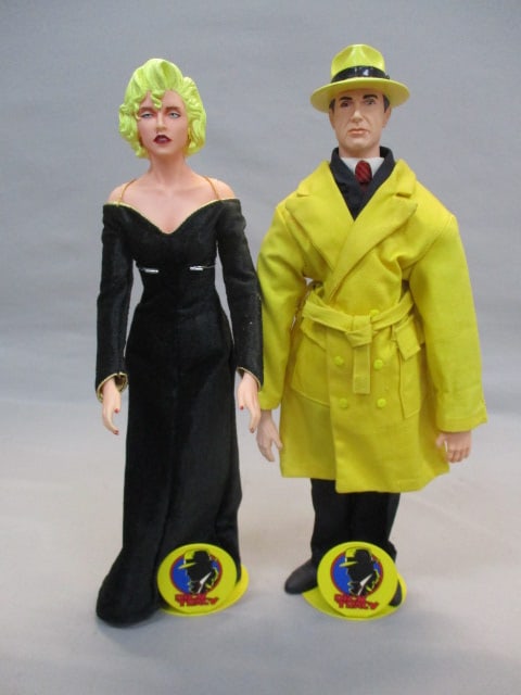 1990 Dick Tracy & Breathless Mahoney Dolls w/Stands 13.5": . 