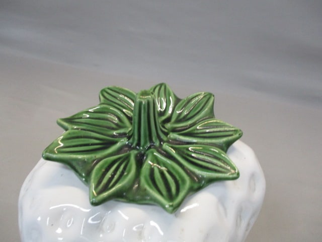 1970's White Strawberry Ceramic Cookie Jar By McCoy 10" - 2