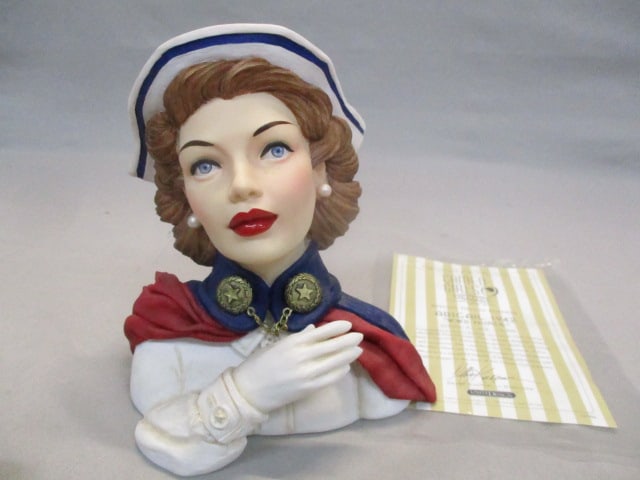 6.5" Cameo Girls Special Deluxe Edition Head Vase: "Abigail 1942 "WWll Nurse" 49/1500 w/Certificate 
