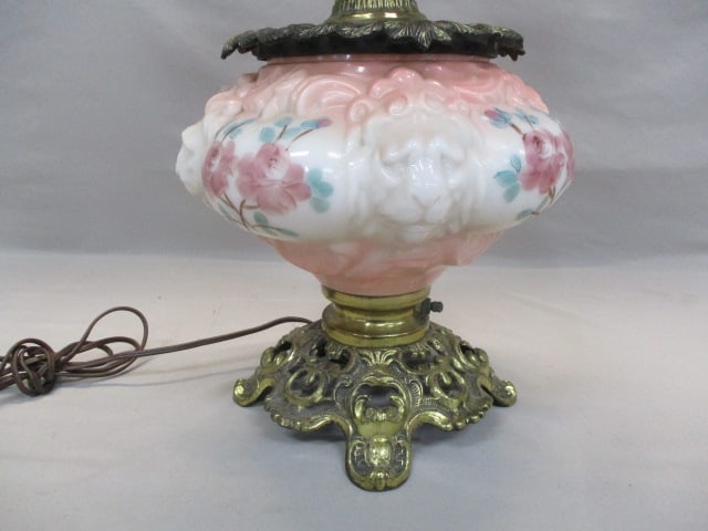 Vintage "Gone With The Wind" Embossed Lions Head Lamp 26.5" - 2