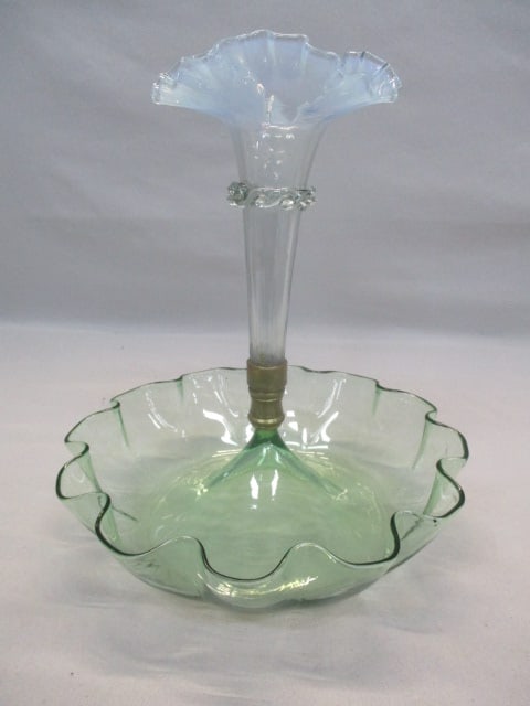 Antique Victorian Glass Epergne w/ Center Horn (1 of 7)