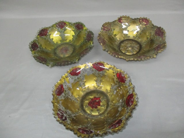 3 Goofus Glass Bowls 9" (1 of 5)