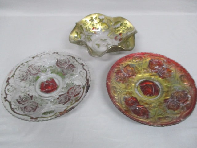 3 Goofus Glass Serving Pieces 10.5" & 10" (1 of 9)