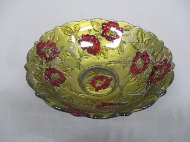 Vintage Goofus Glass Serving Bowl 9" x 3" (1 of 5)