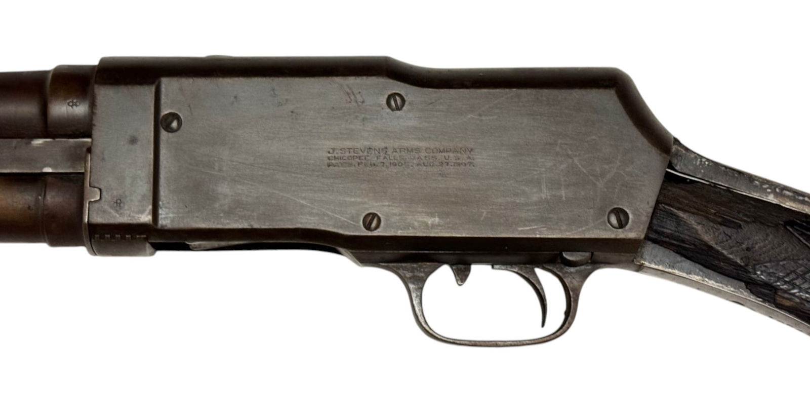 Antique J. Stevens Model 1907 12 GA. Pump Action Shotgun - 7