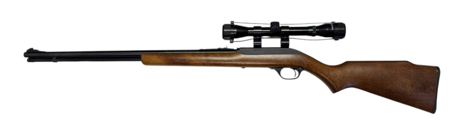 Excellent Marlin Model 60 .22 LR Semi-Automatic Rifle with Scope: S#: 14463242 | 22" Micro-Grooved Barrel | Comes Equipped with TASCO scope |||| CONDITION: Excellent. 98% Original finish with light signs of wear. Wood stock is very good with some minor surface scrat