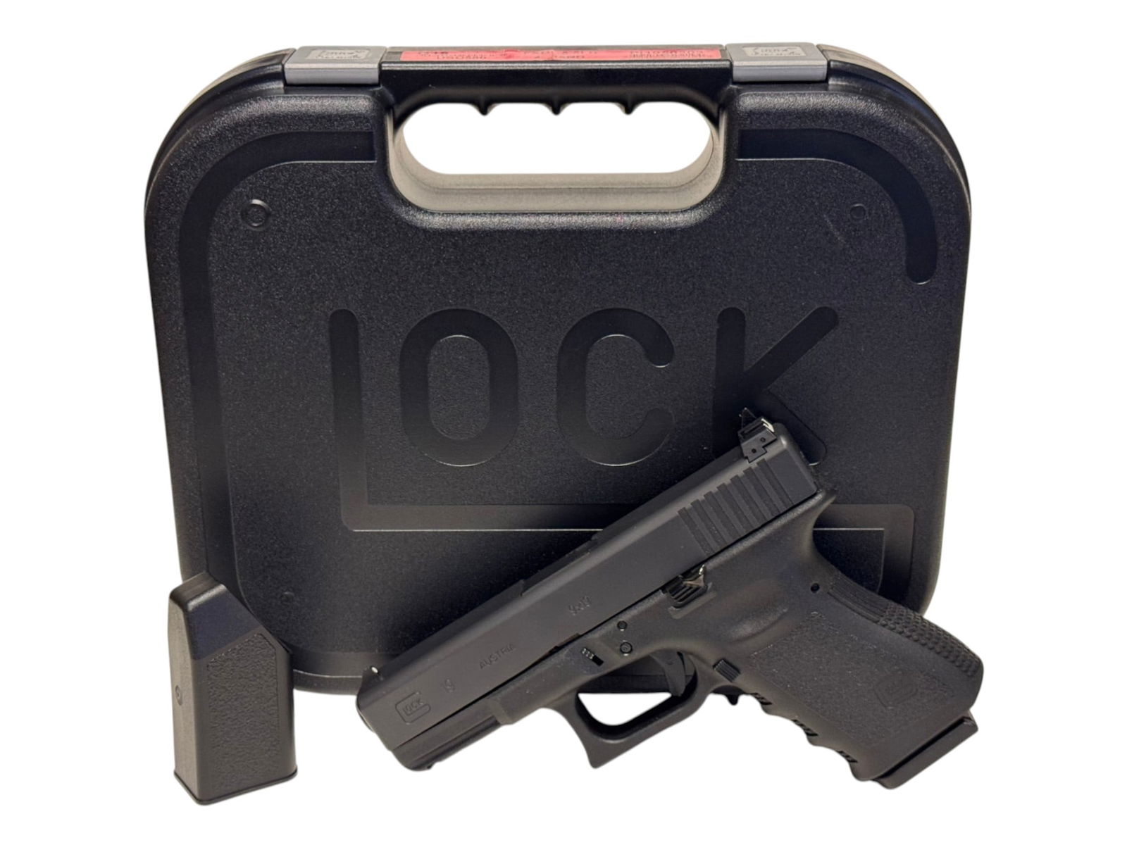 NIB Glock 19 Gen 3 Semi-Automatic 9mm Pistol: S#: USD580 | Comes in factory hard case with matching label, (1) 15rd. Magazine and speed loader | Has cleaning rod and cleaning brush |||| CONDITION: New in box