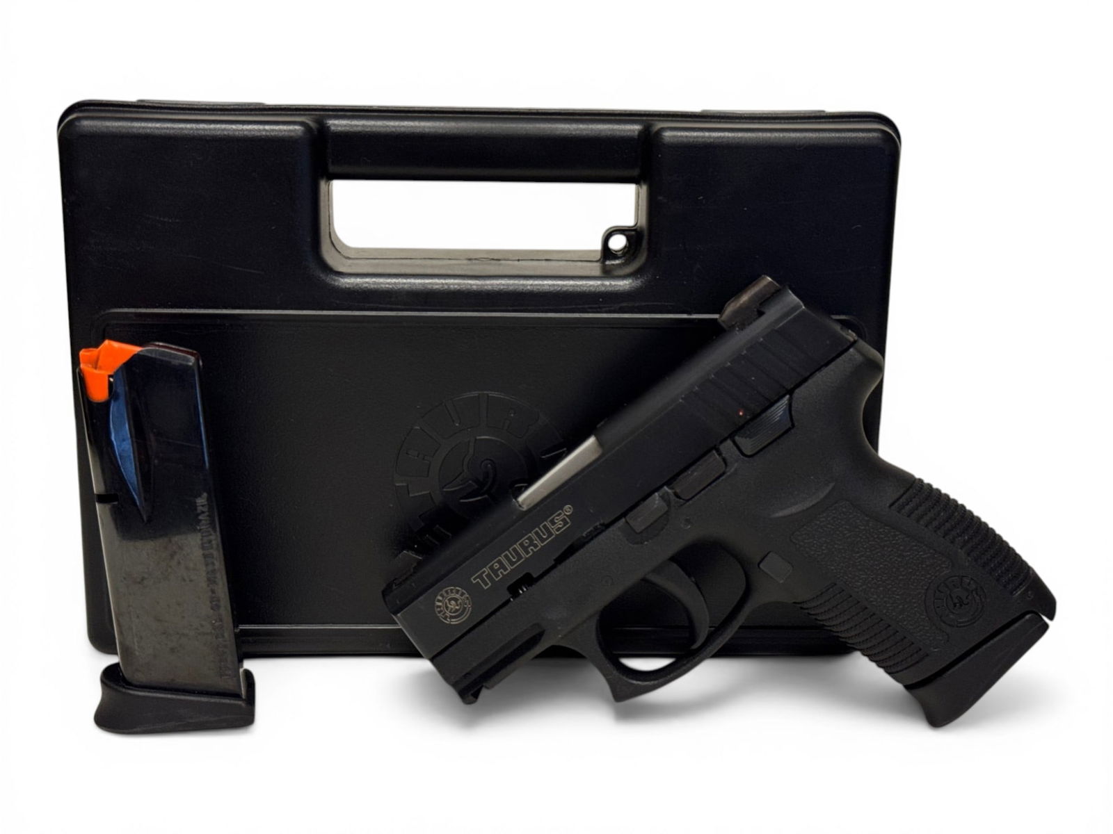 Excellent Taurus PT 640 PRO .40 S&W Semi-Automatic Pistol in Case: S#: SET59063 | #1-640041 | Comes in factory hard case with matching label, Manual, Cleaning Rod, Lock Keys, and (2) 11rd. Magazines |||| CONDITION: Excellent. Shows light wear. Mechanically